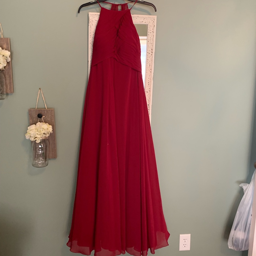 Azazie Ginger Dress Size: 8 Color: Burgundy